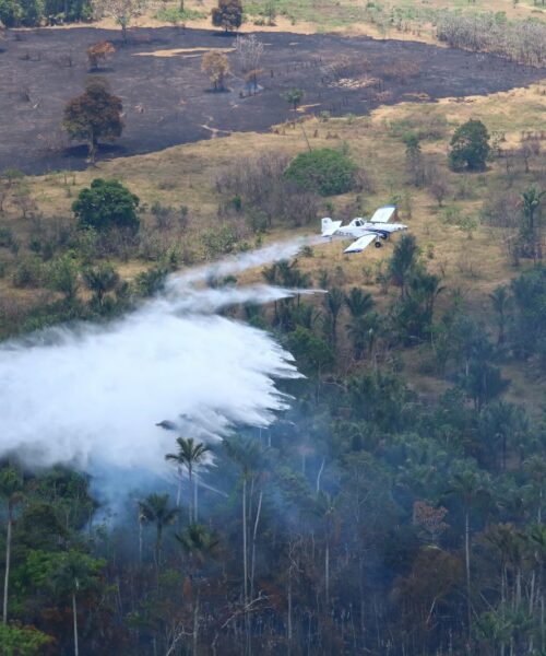 Aeronaves lançam 3,2 milhões de litros de água em duas semanas para combater incêndios no Amazonas