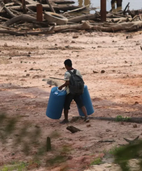 Seca no Amazonas deixa famílias sem acesso adequado à água e provoca mortandade de peixes em comunidade ribeirinha